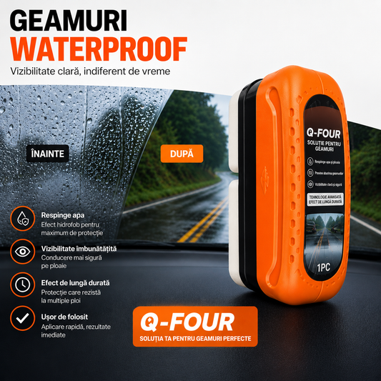 Q-FOUR - Soluție Hidrofobă și Oleofobă pentru geamuri